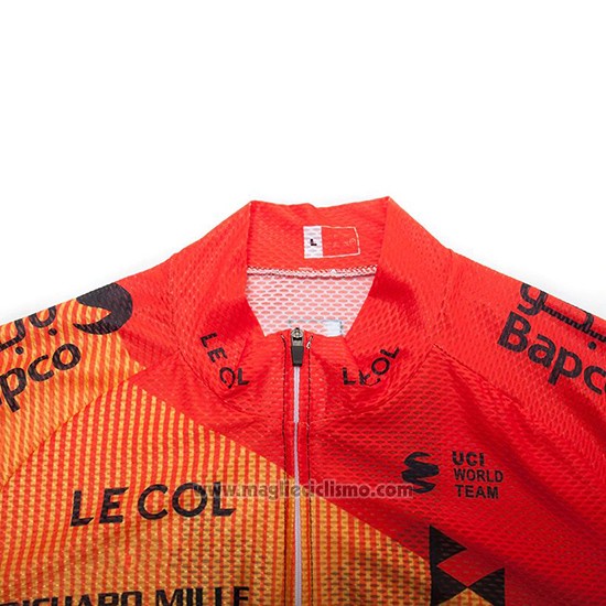 2020 Abbigliamento Ciclismo Bahrain McLaren Rosso Arancione Nero Manica Corta e Salopette